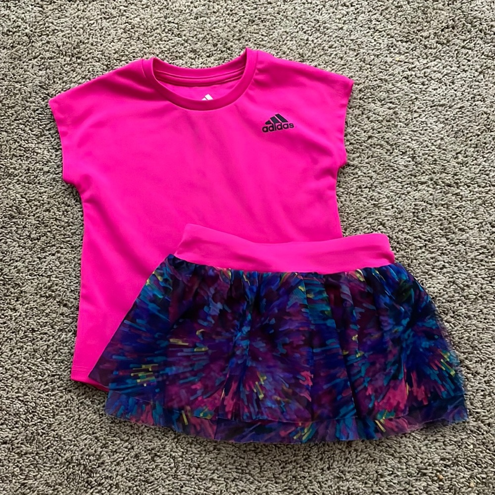 Adidas shirt and skirt with hidden biker shorts